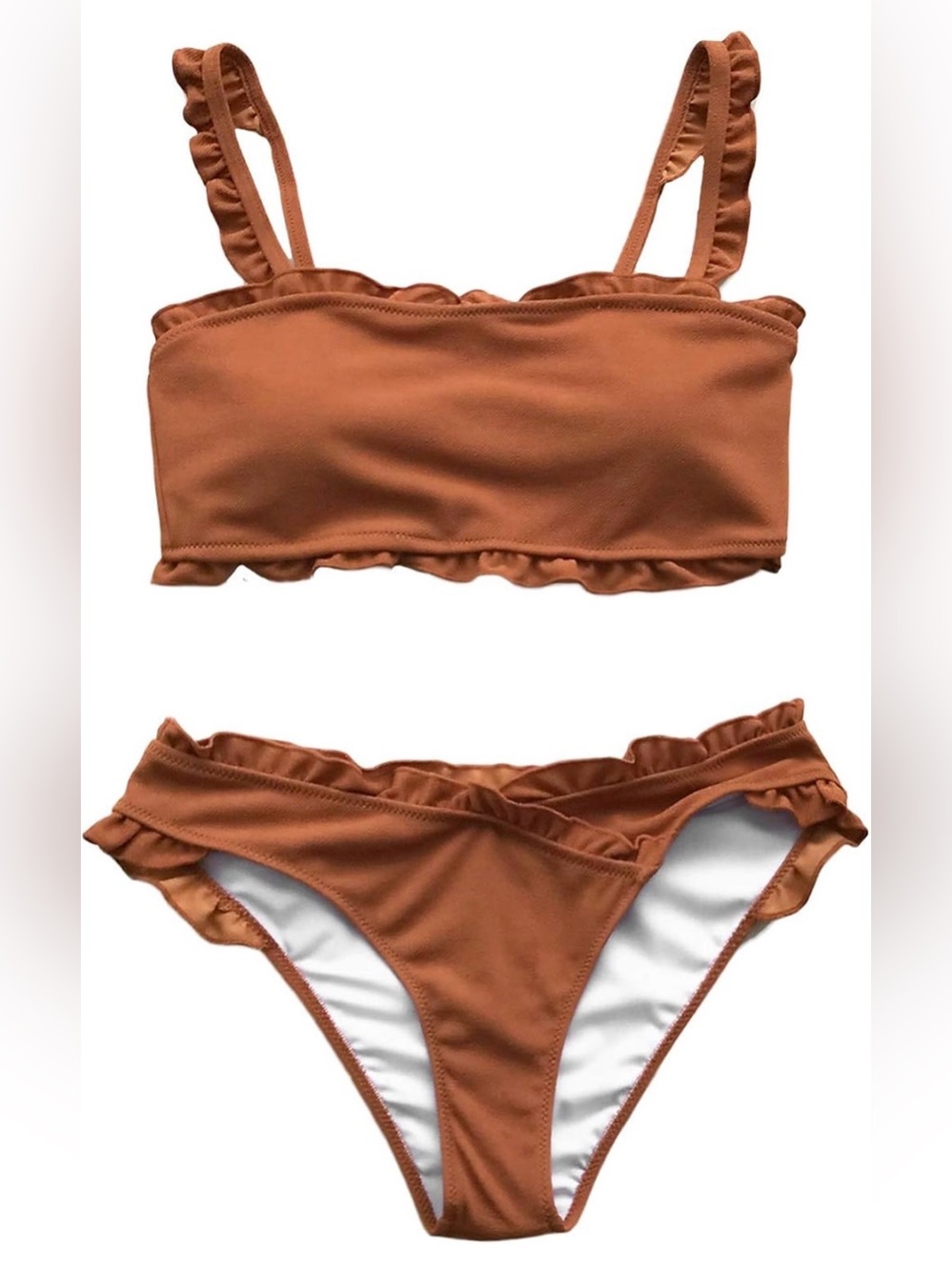 CUPSHE Women's Sweet Caramel Lined Bikini with Ruffles - M